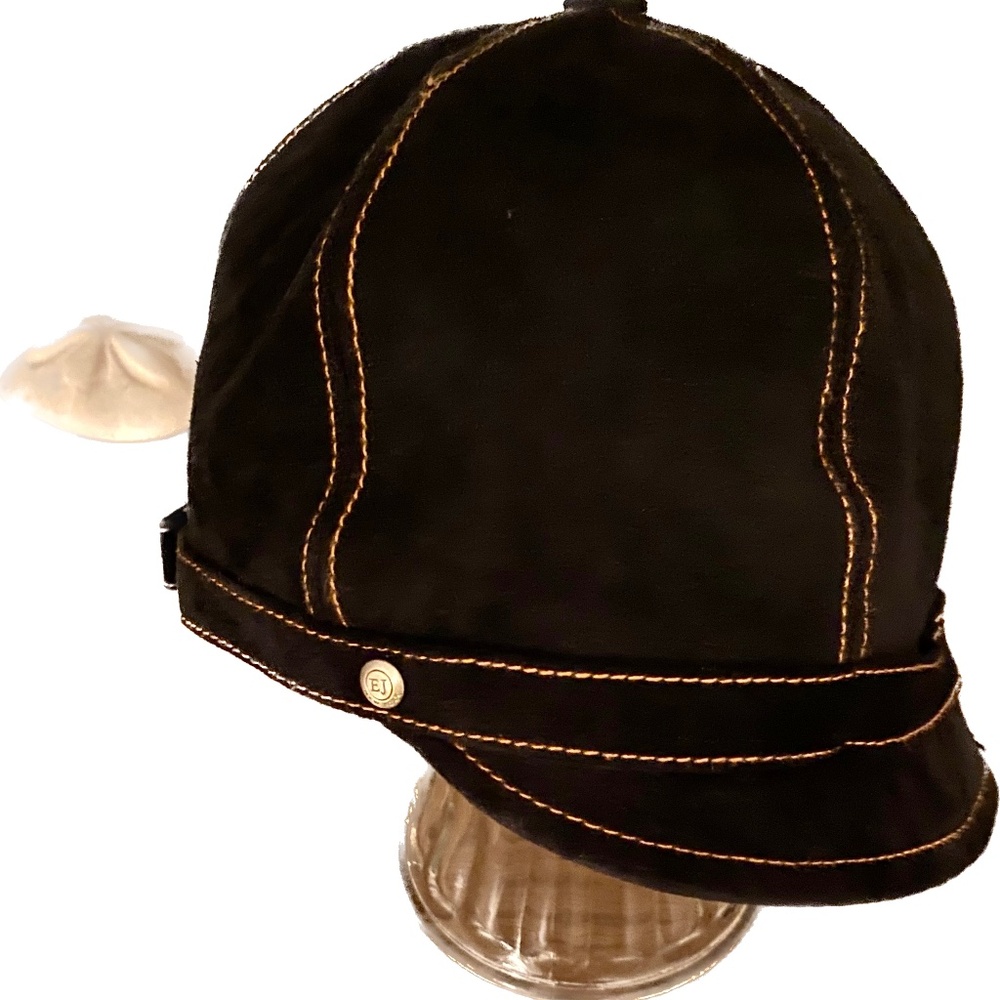 Eric Javits Black Suede Leather Women Hat OS